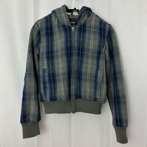 Anchorblue Gray & Blue Plaid Wool Childrens Jacket Size Medium